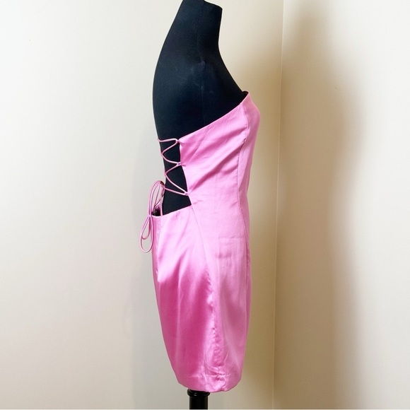 Endless Rose 🌹 SATIN CROSS SPAGHETTI TIE MINI DRESS L - Picture 6 of 13
